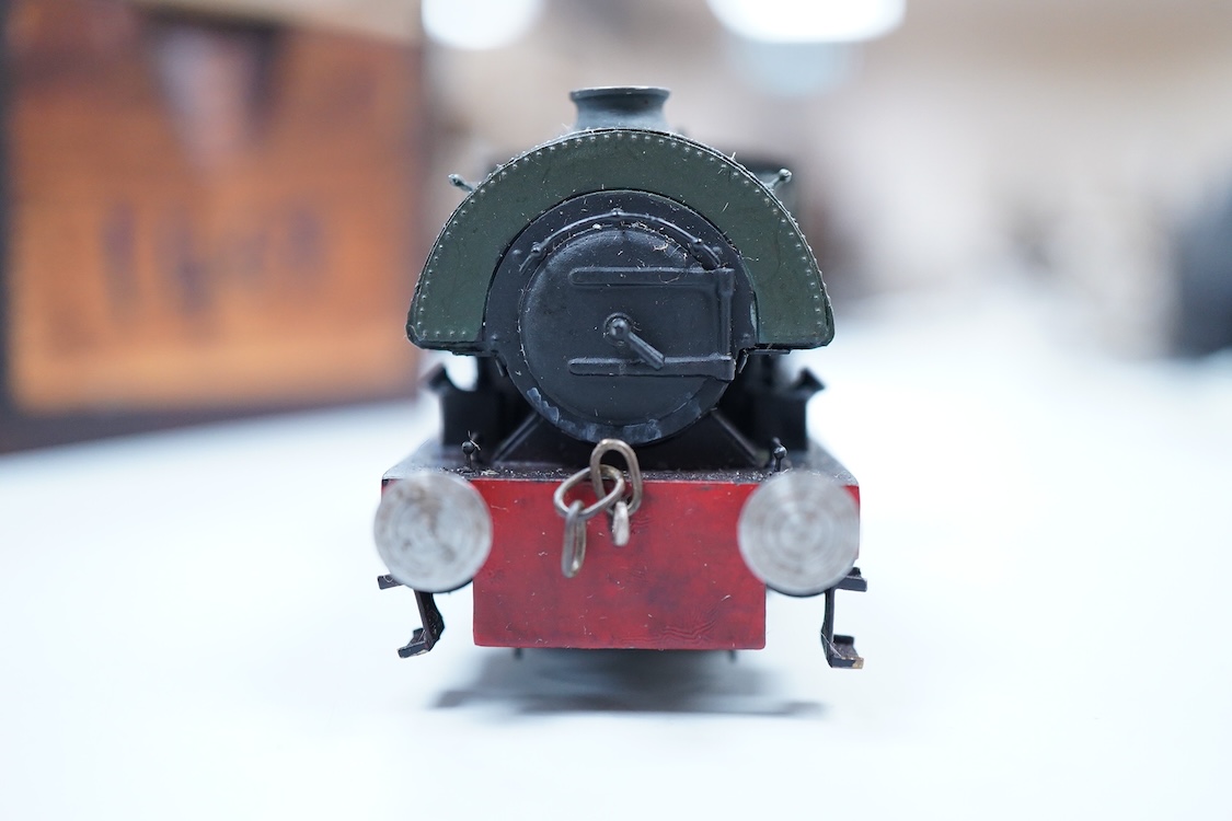Three EM gauge GWR model railway locomotives scratch built or adapted from kits by John Worsley; 0-4-2T, 5812, 0-4-2T, 1468, and 0-4-0ST, 1143, all well detailed models.